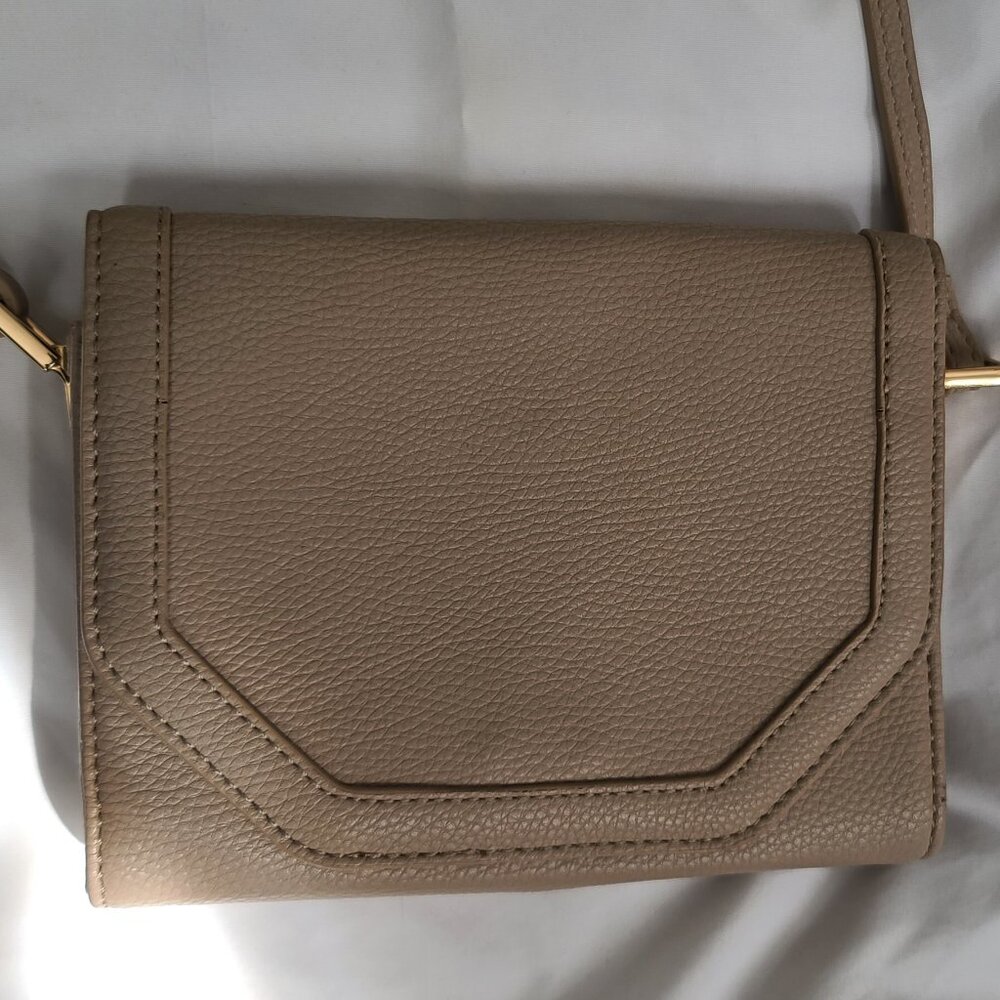 Mia & Luca 5th Avenue RFID Flap Crossbody Handbag, tan pebbled faux leather